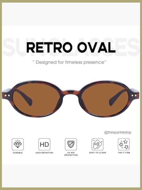 Retro Oval Sunglasses Small Trendy UV400 Protection Plastic Frames main image 6
